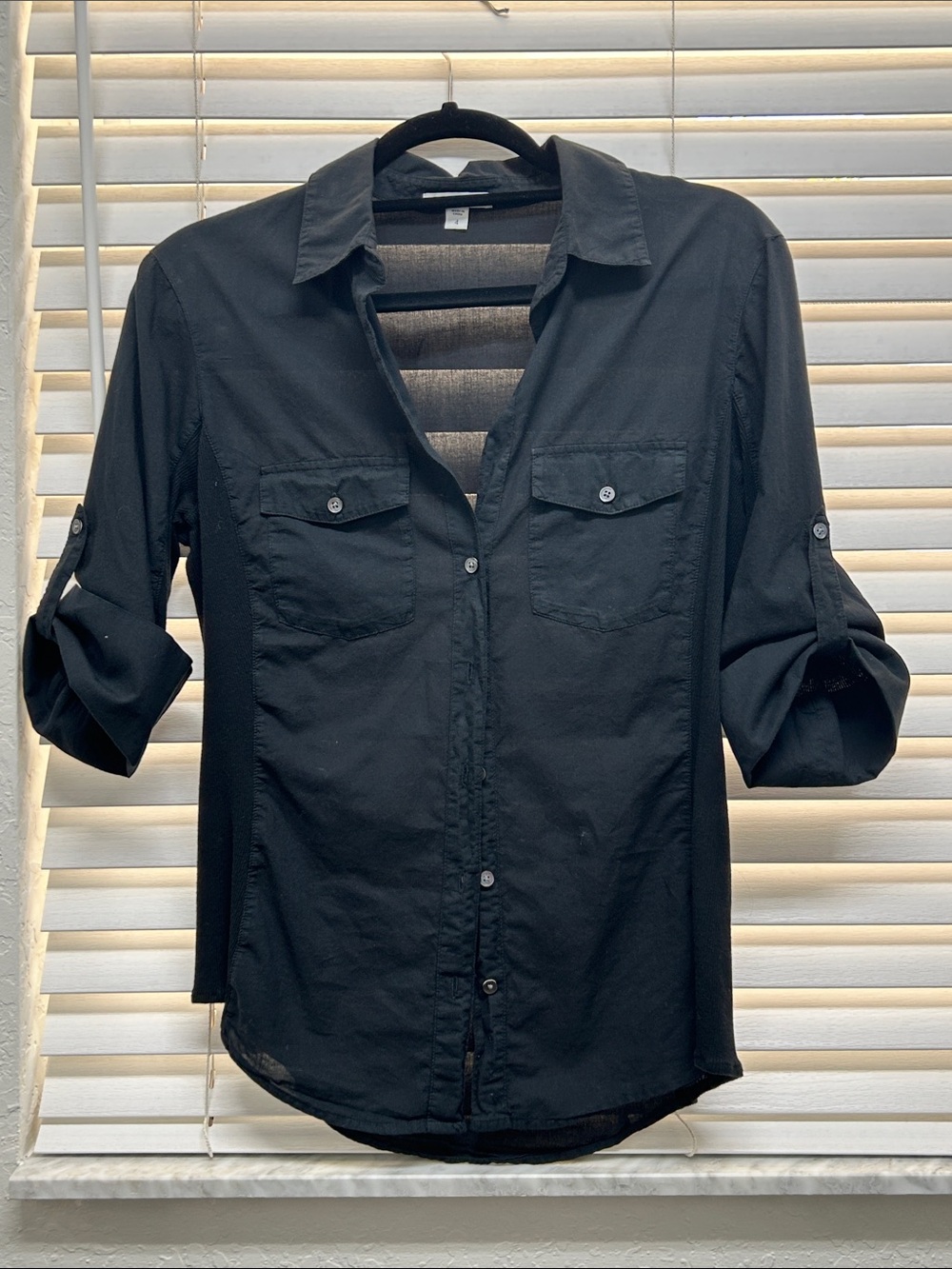 James Perse Black Button-Up cotton Shirt Jacket